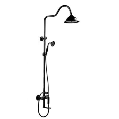 qualidade  Modern Brass Matte Black Temperature Display Single Handle Body Faucets Mixer Rainfall Shower Faucet fábrica